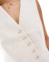 Vero Moda linen touch asymmetric button front waistcoat co-ord in beige