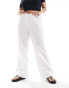 Vero Moda Curve tie waist wide leg trouser in white