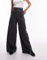 Topshop Tall high waist flood length trouser in black