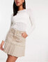 ONLY mid waist pleated mini skirt in beige