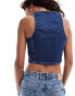 Calvin Klein Jeans zip crop denim top in dark wash