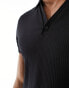 ASOS DESIGN muscle rib polo in black