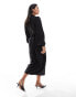 Closet London balloon sleeve wrap pencil midi dress in black