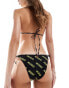 HUGO Swimwear pure bikini bottom in black with yellow all over logo print