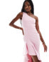 True Violet one shoulder midi dress in pink