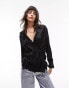 Topshop self check satin shirt in black