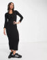 Daisy Street scoop neck maxi dress in black pointelle