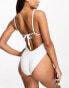 River Island plunge frill swimsuit in white