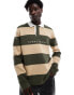 Tommy Jeans striped rugby shirt in green and ecru