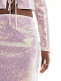 Aria Cove sequin mini skirt co-ord in pink