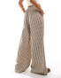 ONLY gingham wide leg trousers in brown