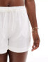 Aria Cove linen blend drawstring beach shorts co-ord in white