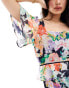 Hope & Ivy cape sleeve ruffle midi dress in multi floral