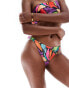 ASOS DESIGN Lillie high leg hipster bikini bottom in multi abstract print