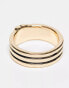 WTFW engraved line band ring in gold