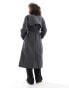 Vero Moda longline belted trench coat in asphalt grey