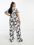 Vero Moda Curve wide leg jumpsuit in mono abstract print