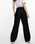 Stradivarius Petite tailored straight trouser in black