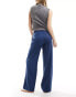 Object wide leg trousers in dark denim blue