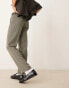 ASOS DESIGN smart straight leg wool blend trousers in dark green puppytooth