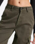 Urban Classics high waist wide leg cargo trousers in olive