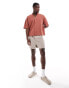 ASOS DESIGN oversized button through t-shirt with baseball neck in terracotta texture