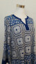 Блузка Charter Club Printed Split Neck Modern Blue