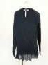 Zero Degree Celsius Grommet V Back Ruffle Hem Sweater Navy Women's Size S