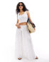 Iisla & Bird broderie tiered maxi beach skirt co-ord in white