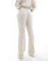 Mango linen look straight leg co-ord trousers in light beige