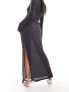 Vero Moda Petite textured jersey maxi skirt co-ord in asphalt grey