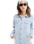 Vero Moda long sleeve denim buttondown maxi dress in blue denim