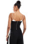 Extro & Vert Tall corset top with black bra detail in black & white co-ord