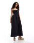 Pimkie shirred bandeau maxi dress in black