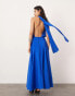 ASOS EDITION halterneck back detail maxi dress with full skirt in blue