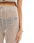 Object crochet lace tie waist beach trouser co-ord in cream