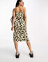 Heartbreak Petite satin cami midi dress with side split in leopard print