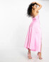 Aria Cove satin asymmetric neckline thigh split maxi dress in pink