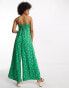 ASOS DESIGN Tall strappy culotte jumpsuit in green floral print