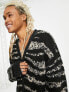 ADPT oversized jacquard cardigan in zebra in black