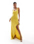 ASOS DESIGN cami maxi dress with cowl neck and ruffle split detail in yellow