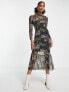 Never Fully Dressed mesh midaxi dress in contrast animal print