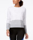 Calvin Klein Women's Color blocked Fleece Top White Blue L