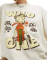 Daisy Street oversized t-shirt with wild Betty Boop graphic in stone