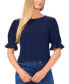 Women's Puff-Sleeve Button-Shoulder Knit Top