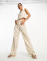 Miss Selfridge co-ord tailored wide leg trouser in taupe pinstripe