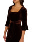 Women's Velvet Bell-Sleeve Sheath Dress