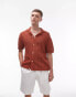 Topman crochet polo shirt in rust