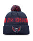 Men's Navy Washington Capitals Fundamental Patch Cuffed Knit Hat with Pom