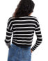 ASOS DESIGN slim fit cardigan with crew neck in stripe